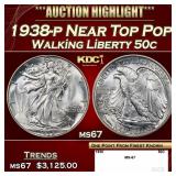 1938-p Walking Liberty Half Dollar Near Top Pop 50