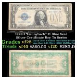 1928D $1 Blue Seal Silver Certificate "Funnyback"