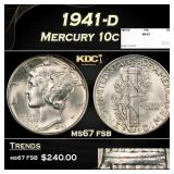1941-d Mercury Dime 10c ms67 fsb SEGS