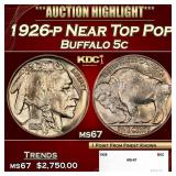 1926-p Buffalo Nickel Near Top Pop 5c ms67 SEGS