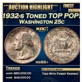 1932-s Washington Quarter Toned TOP POP! 25c ms66+