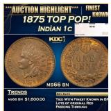 1875 Indian Cent TOP POP! 1c ms66 bn SEGS