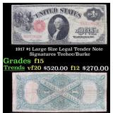 1917 $1 Large Size Legal Tender Note Grades f+ Sig