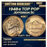 1948-s Jefferson Nickel TOP POP 5c ms67+ 5fs SEGS