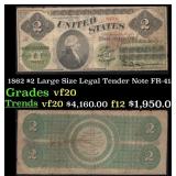1862 $2 Large Size Legal Tender Note Grades vf, ve