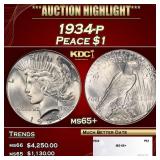 1934-p Peace Dollar $1 ms65+ SEGS