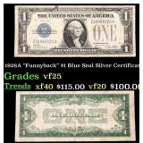 1928A $1 Blue Seal Silver Certificate "Funnyback"