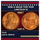 1936-s Lincoln Cent Near Top Pop 1c ms67 rd SEGS