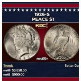 1926-s Peace Dollar $1 ms65+ SEGS