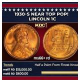 1930-s Lincoln Cent Near Top Pop! 1c ms66+ rd SEGS