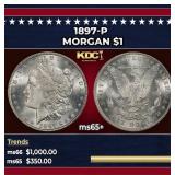 1897-p Morgan Dollar $1 Grades ms65+
