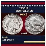 1930-p Buffalo Nickel 5c Grades ms66