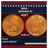 1904 Indian Cent . 1c Grades ms64 rd