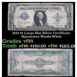 1923 $1 large size Silver Certificate Grades vf+ S