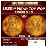 1935-p Lincoln Cent Near Top Pop 1c ms67+ rd SEGS
