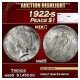 1922-s Peace Dollar $1 ms65 SEGS