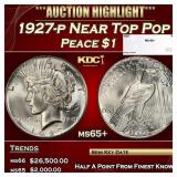 1927-p Peace Dollar Near Top Pop $1 ms65+ SEGS