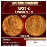 1931-d Lincoln Cent 1c ms66 rd SEGS