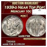 1939-d Mercury Dime Near Top Pop! 10c ms68 FSB SEG