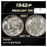 1942-p Mercury Dime 10c ms67 fsb SEGS