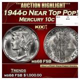1944-d Mercury Dime Near Top Pop! 10c ms68 FSB SEG