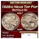 1928-d Buffalo Nickel Near Top Pop 5c ms66 SEGS