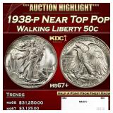 1938-p Walking Liberty Half Dollar Near Top Pop 50