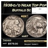 1938-d/d Buffalo Nickel Near Top Pop 5c ms67 SEGS
