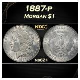 1887-p Morgan Dollar $1 Grades ms62+