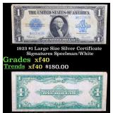 1923 $1 large size Silver Certificate Grades xf Si