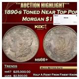 1890-s Morgan Dollar Toned Near Top Pop $1 ms66+ S