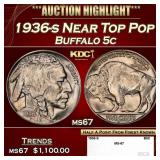 1936-s Buffalo Nickel Near Top Pop 5c ms67 SEGS