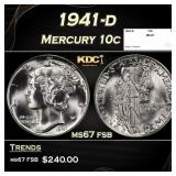 1941-d Mercury Dime 10c ms67 fsb SEGS