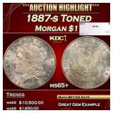 1887-s Morgan Dollar Toned $1 ms65+ SEGS