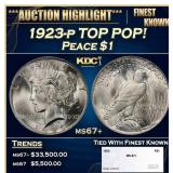 1923-p Peace Dollar TOP POP! $1 ms67+ SEGS