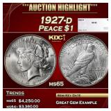 1927-d Peace Dollar $1 ms65 SEGS