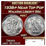 1938-p Walking Liberty Half Dollar Near Top Pop 50
