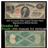 1917 $1 Large Size Legal Tender Note Grades f+ Sig