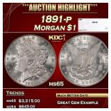1891-p Morgan Dollar $1 ms65 SEGS