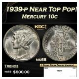 1939-p Mercury Dime Near Top Pop! 10c ms68 SEGS