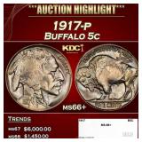 1917-p Buffalo Nickel 5c ms66+ SEGS