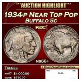 1934-p Buffalo Nickel Near Top Pop 5c ms66+ SEGS
