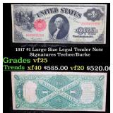 1917 $1 Large Size Legal Tender Note Grades vf+ Si