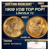 1909 VDB Lincoln Cent TOP POP! 1c ms68 rd SEGS