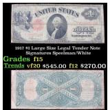 1917 $1 Large Size Legal Tender Note Grades f+ Sig