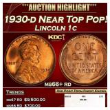 1930-d Lincoln Cent Near Top Pop! 1c ms66+ rd SEGS