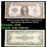 1923 $1 large size Silver Certificate Grades xf Si