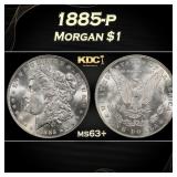 1885-p Morgan Dollar $1 Grades ms63+