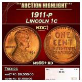 1911-p Lincoln Cent 1c ms66+ rd SEGS