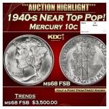 1940-s Mercury Dime Near Top Pop! 10c ms68 FSB SEG